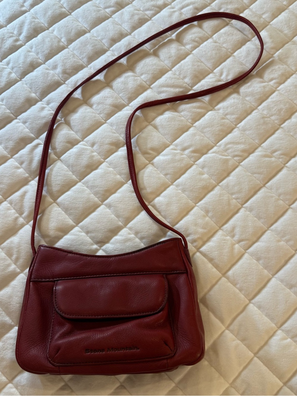 Stone Mountain Vintage Red Pebbled Leather Crossbody Bag Small Shoulder Purse